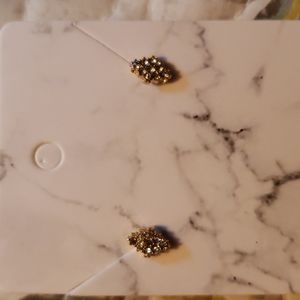 Gold and rhinestone diamond shape earrings